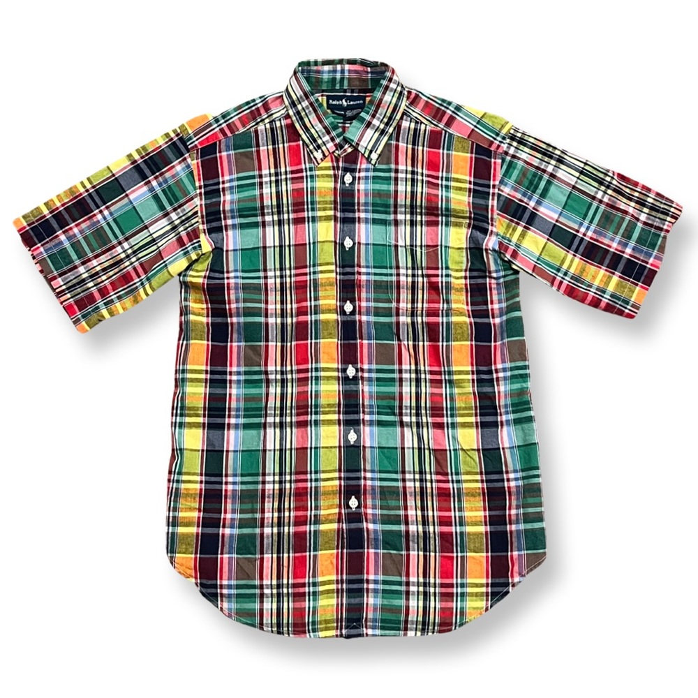 Kids Ralph Lauren Multicolor Plaid Short Sleeve Button Down Size 12/14